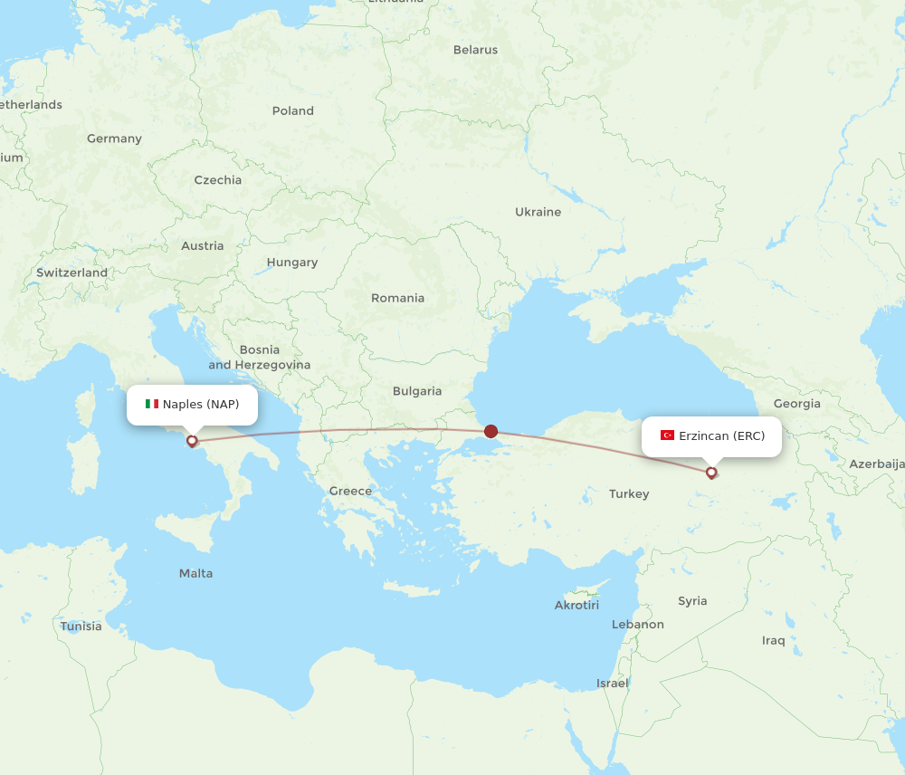 Flights from Erzincan to Naples ERC to NAP Flight Routes