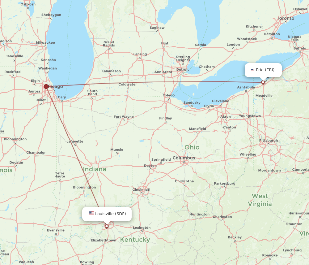 Flights from Erie to Louisville, ERI to SDF - Flight Routes