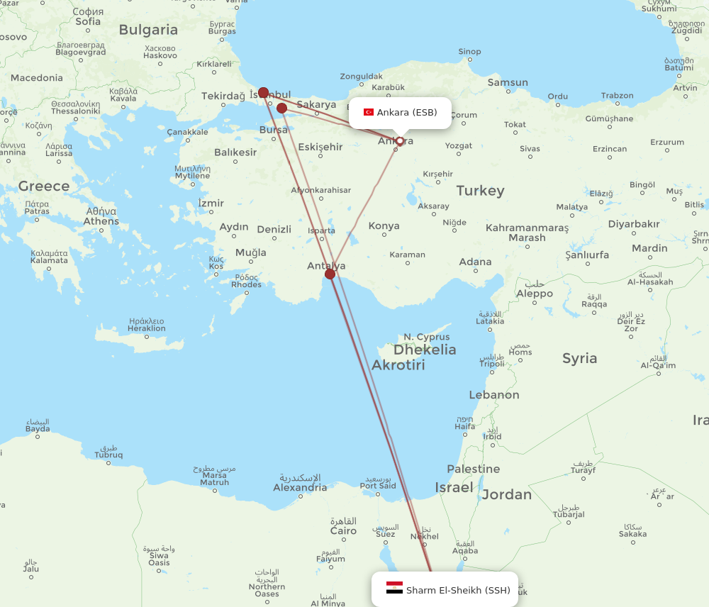 Flights from Ankara to Sharm el Sheikh ESB to SSH Flight Routes