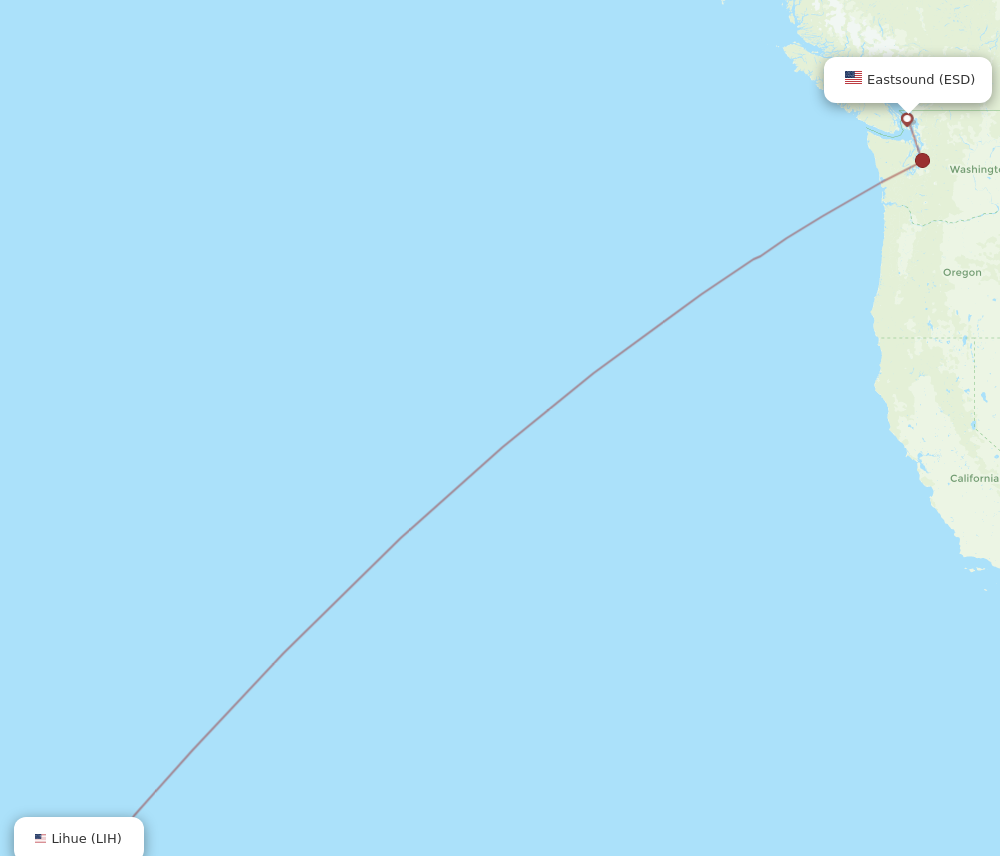 All Flight Routes From Eastsound To Kauai Island Esd To Lih Flight Routes 8537