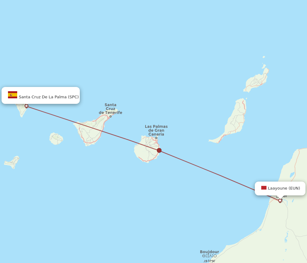 Flights from Laayoune to Santa Cruz De La Palma EUN to SPC