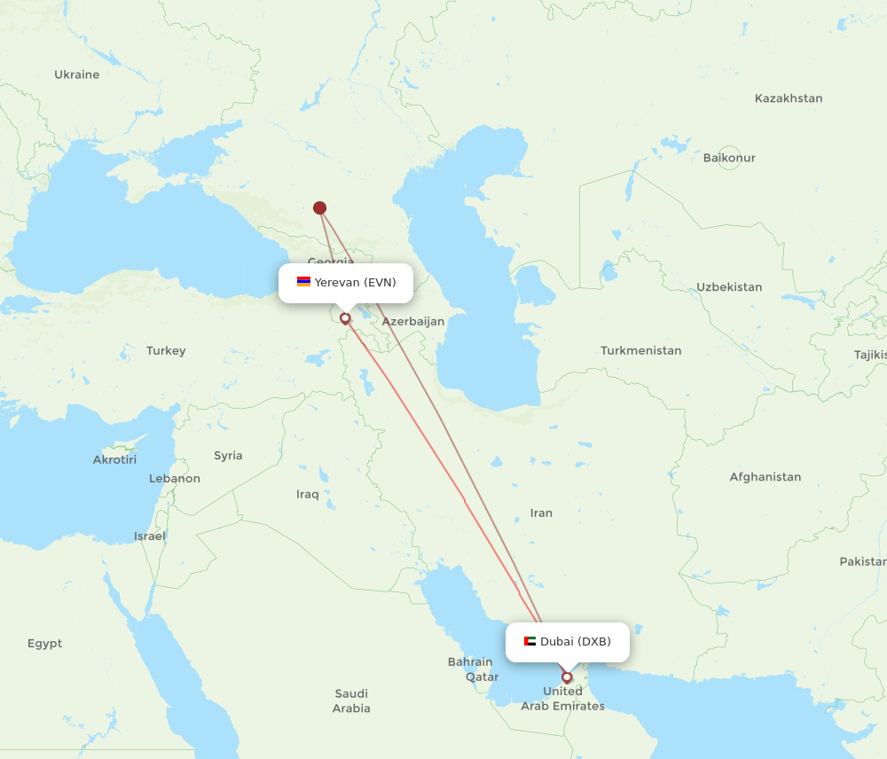 Flights from Yerevan to Dubai EVN to DXB Flight Routes