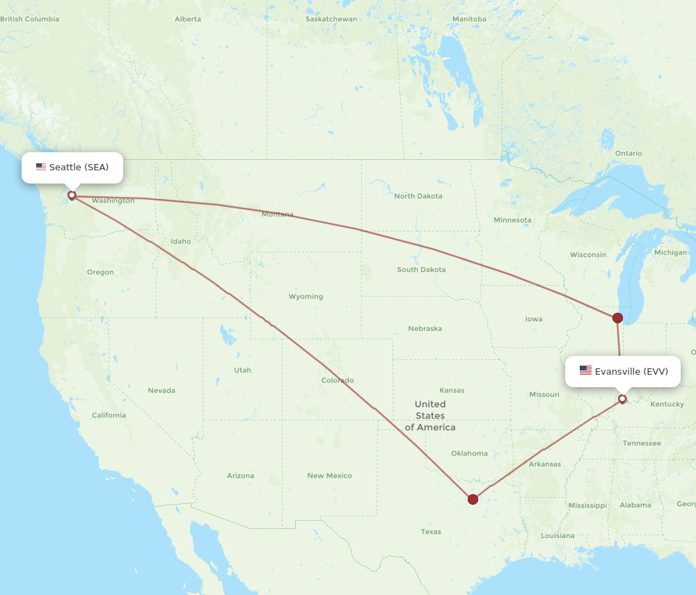 Flights from Evansville to Seattle, EVV to SEA - Flight Routes