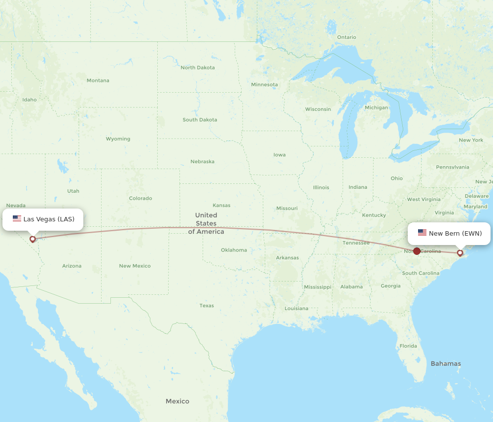 Flights from New Bern to Las Vegas EWN to LAS Flight Routes