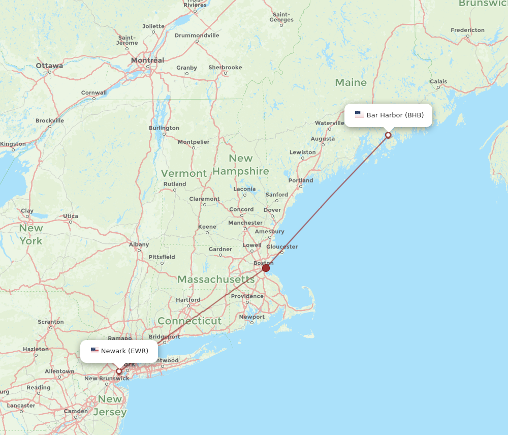 Flights from New York to Bar Harbor EWR to BHB Flight Routes