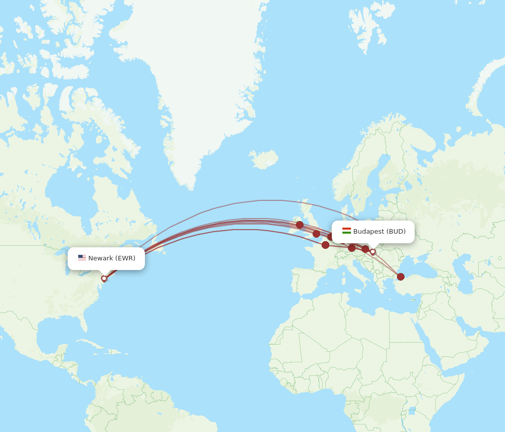 Flights from New York to Budapest EWR to BUD Flight Routes