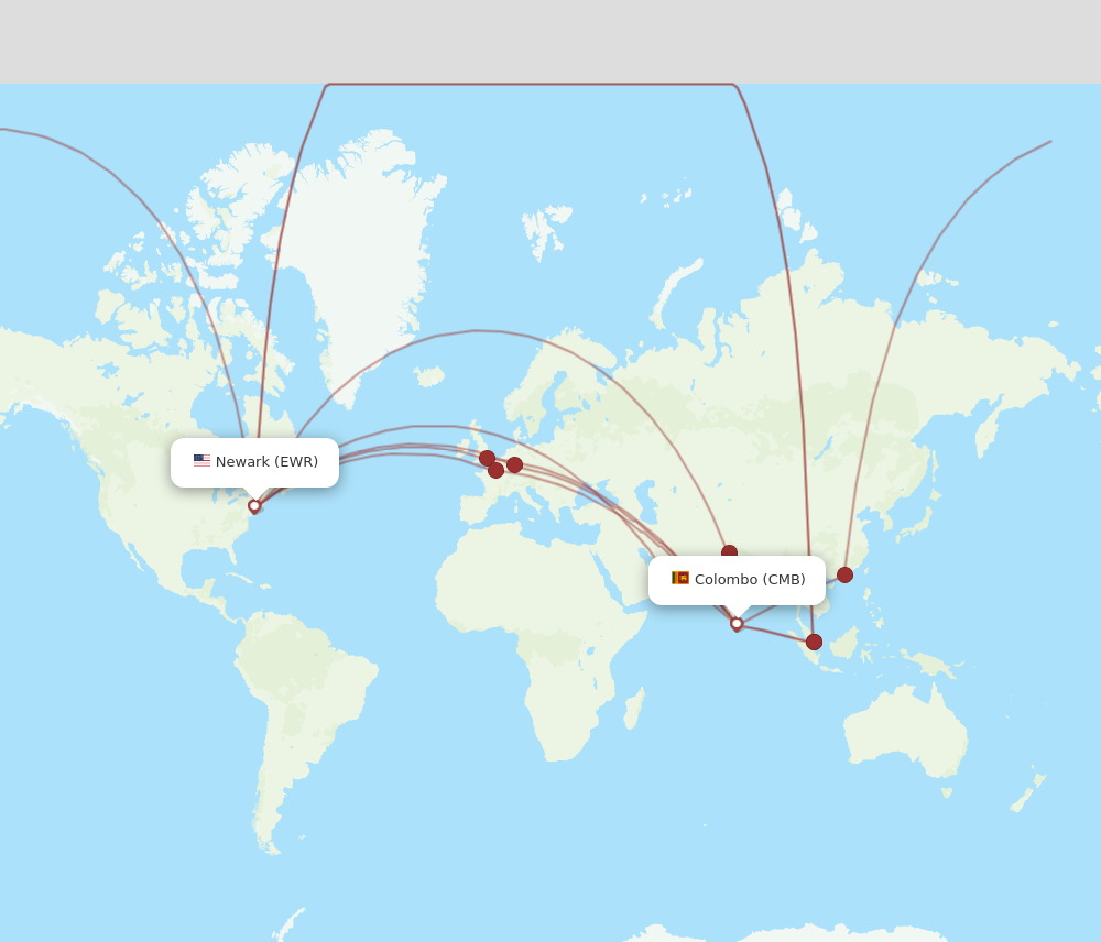 Flights from New York to Colombo EWR to CMB Flight Routes