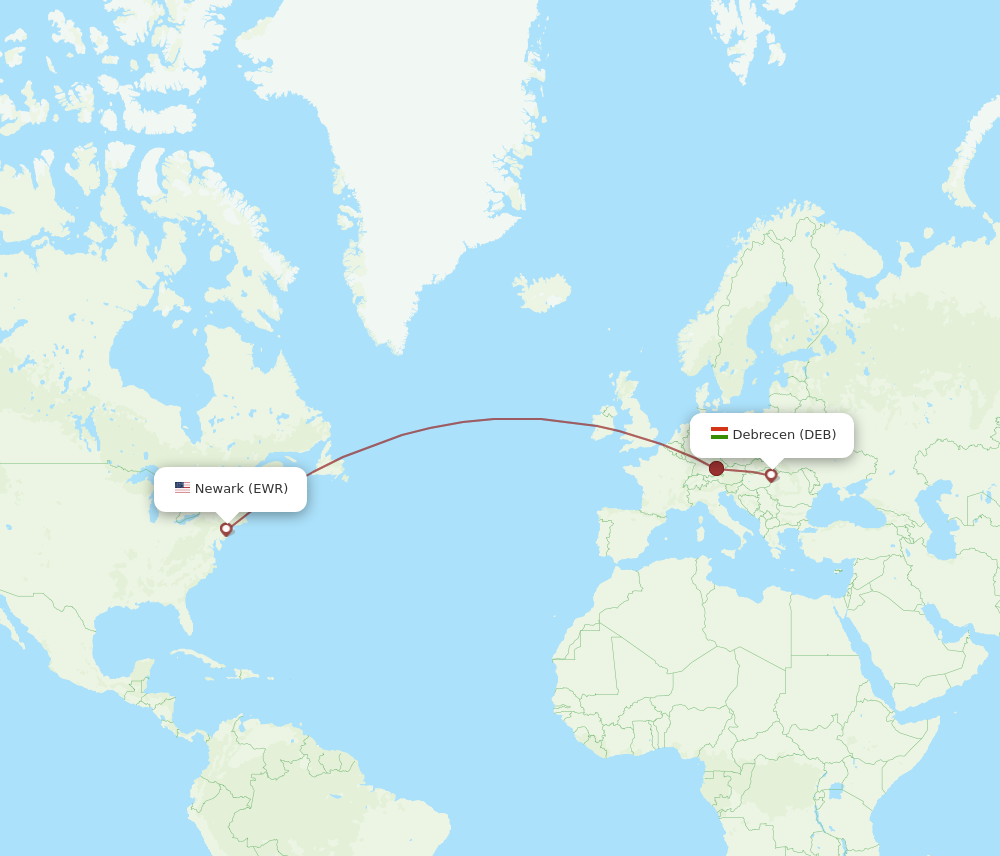 Flights from New York to Debrecen EWR to DEB Flight Routes