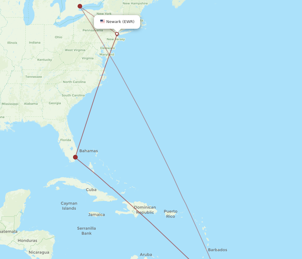 Flights from New York to Georgetown EWR to GEO Flight Routes