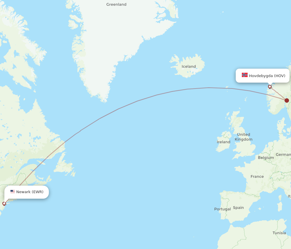 Flights from New York to Orsta Volda EWR to HOV Flight Routes