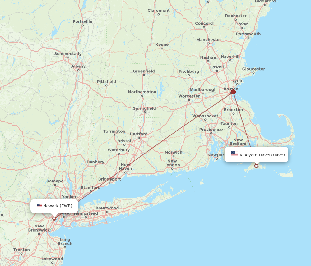 Flights from New York to Martha s Vineyard EWR to MVY Flight Routes