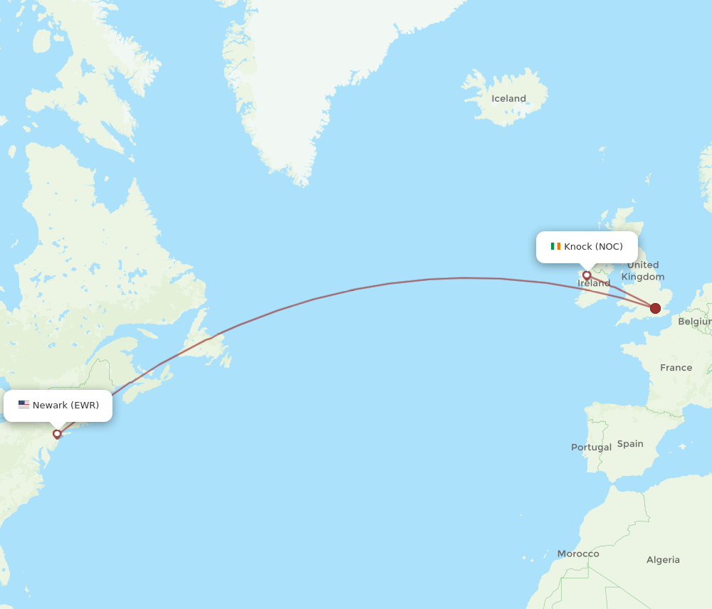 Flights from New York to Knock EWR to NOC Flight Routes