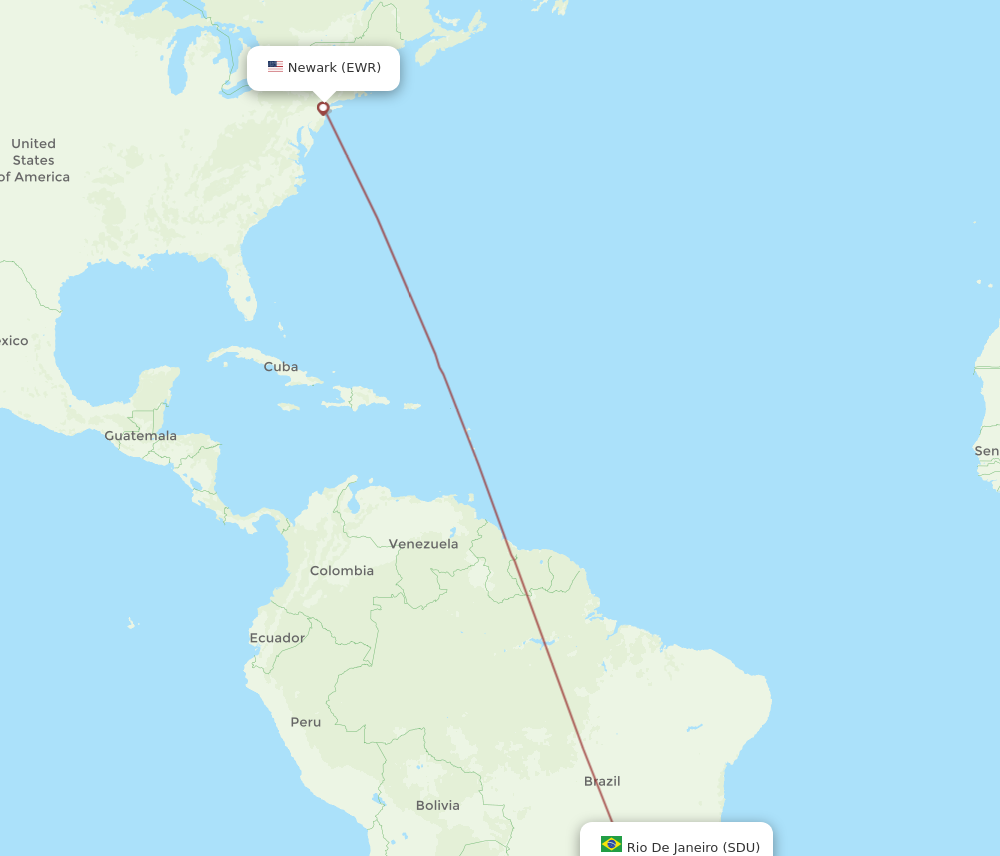 Flights from New York to Rio De Janeiro EWR to SDU Flight Routes