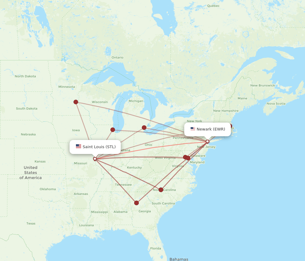 Flights from New York to Saint Louis EWR to STL Flight Routes