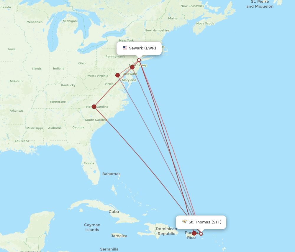 Flights from New York to Saint Thomas EWR to STT Flight Routes