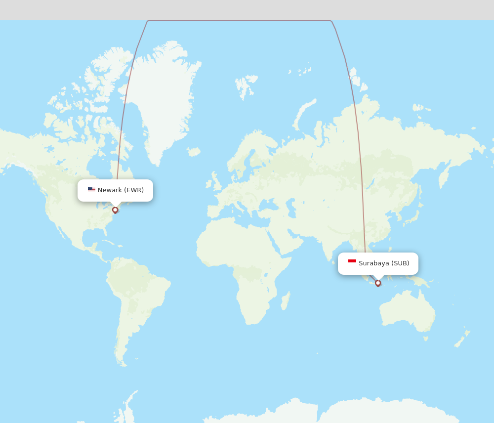 Flights from New York to Surabaya EWR to SUB Flight Routes