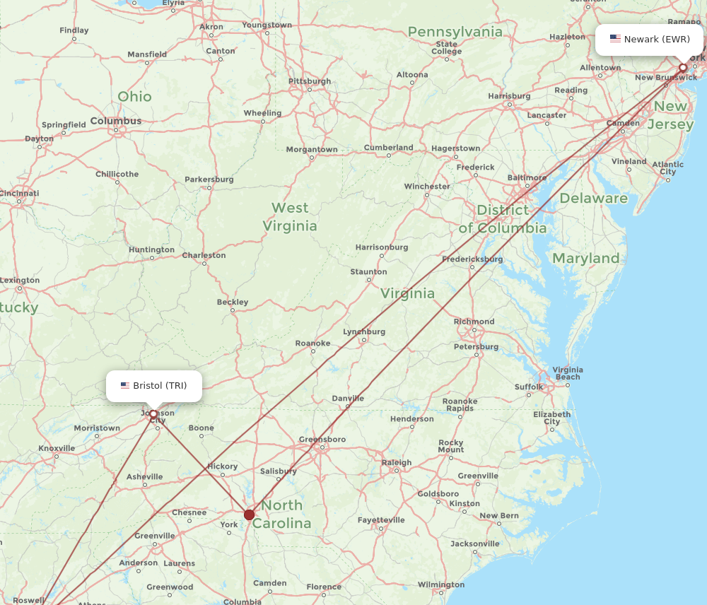 Flights from New York to Bristol VA Johnson City Kingsport EWR