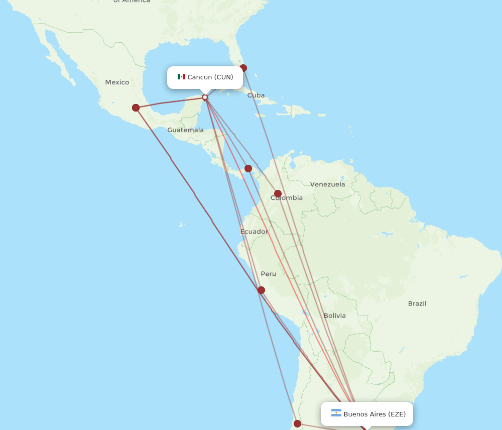 All Flight Routes From Buenos Aires To Cancun Eze To Cun Flight Routes 4113