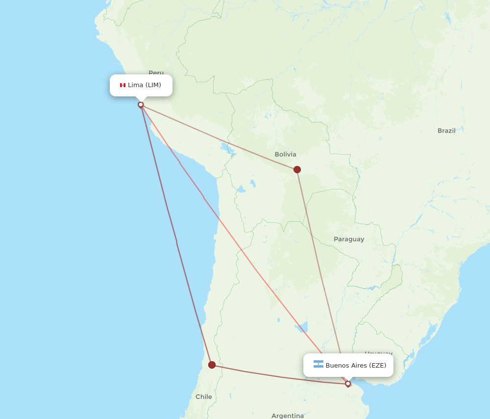 EZE to LIM flights and routes map