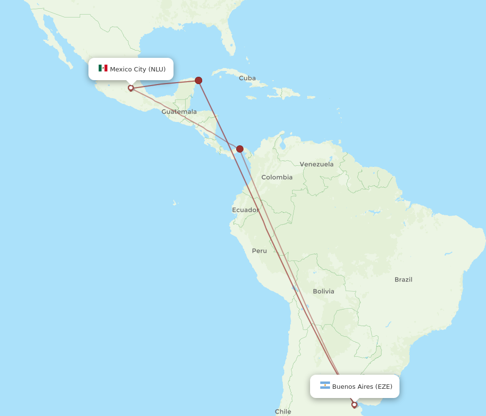 All Flight Routes From Buenos Aires To Mexico City Eze To Nlu Flight Routes 1107