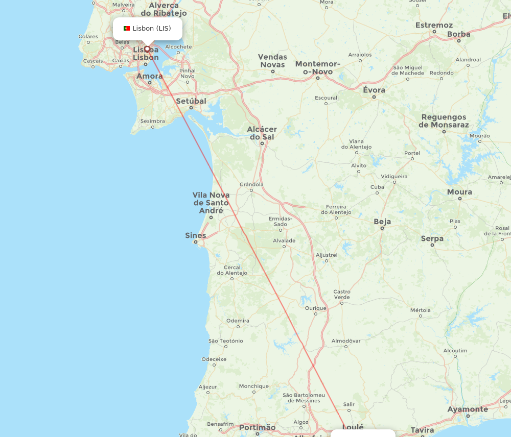 Flights From Faro To Lisbon FAO To LIS Flight Routes   FAO LIS 