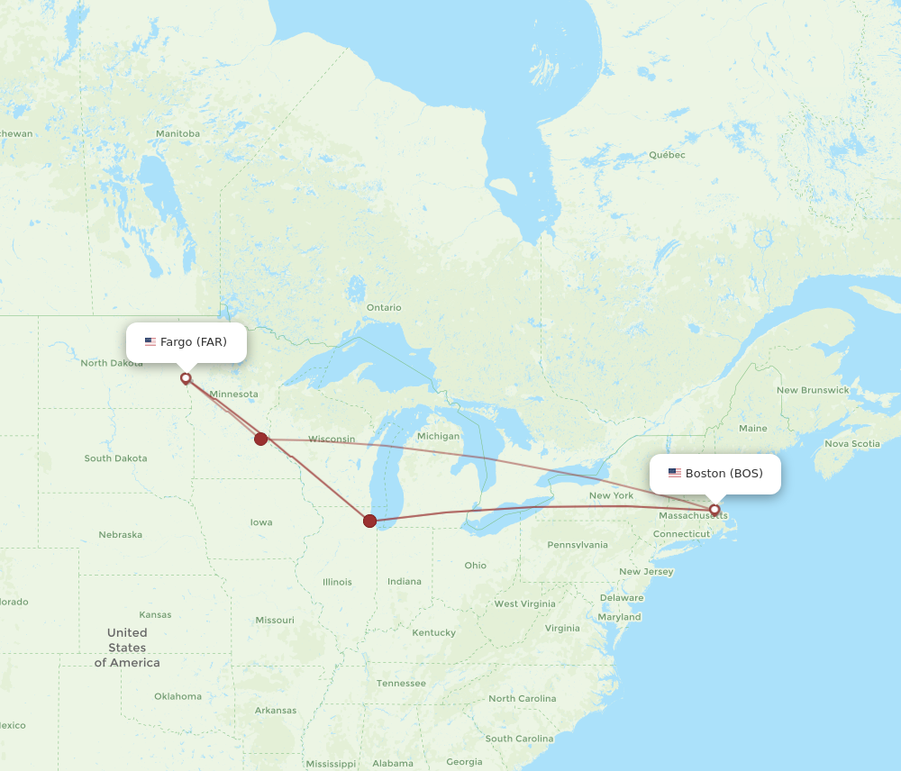 Flights from Fargo to Boston FAR to BOS Flight Routes