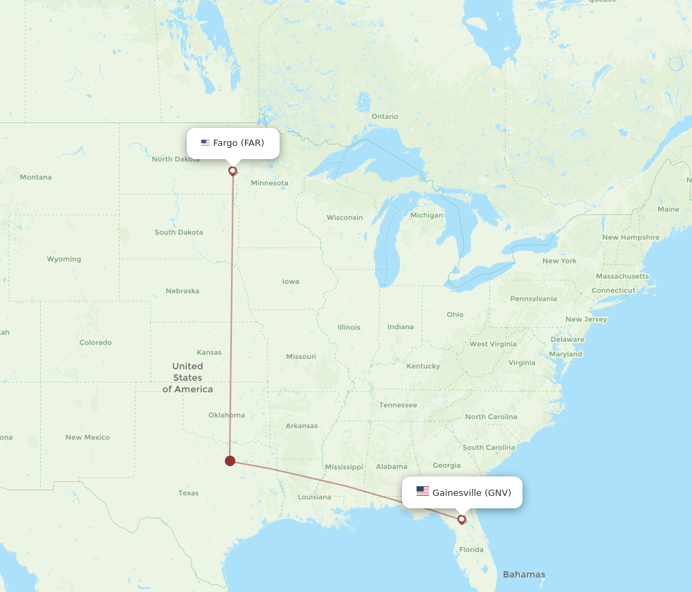 Flights from Fargo to Gainesville FAR to GNV Flight Routes