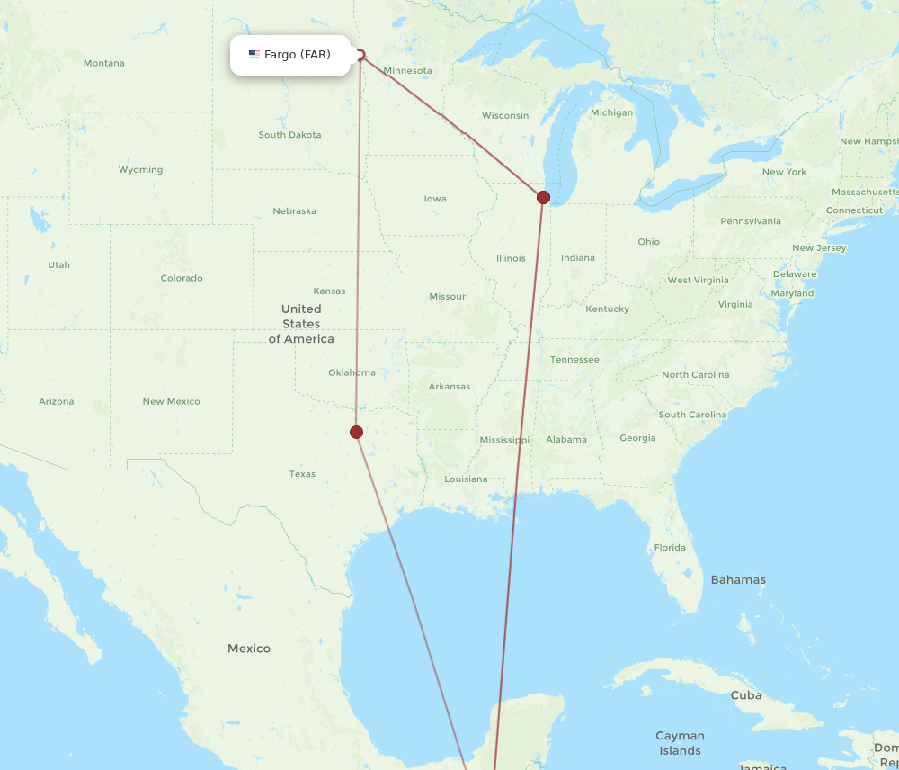 Flights from Fargo to Guatemala City FAR to GUA Flight Routes