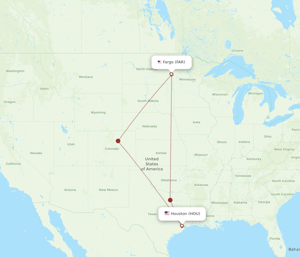 Flights from Fargo to Houston FAR to HOU Flight Routes