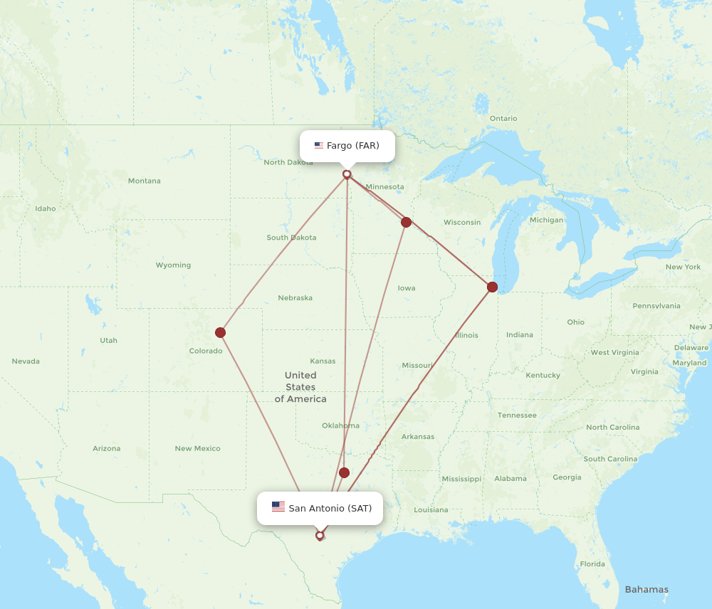 Flights from Fargo to San Antonio FAR to SAT Flight Routes