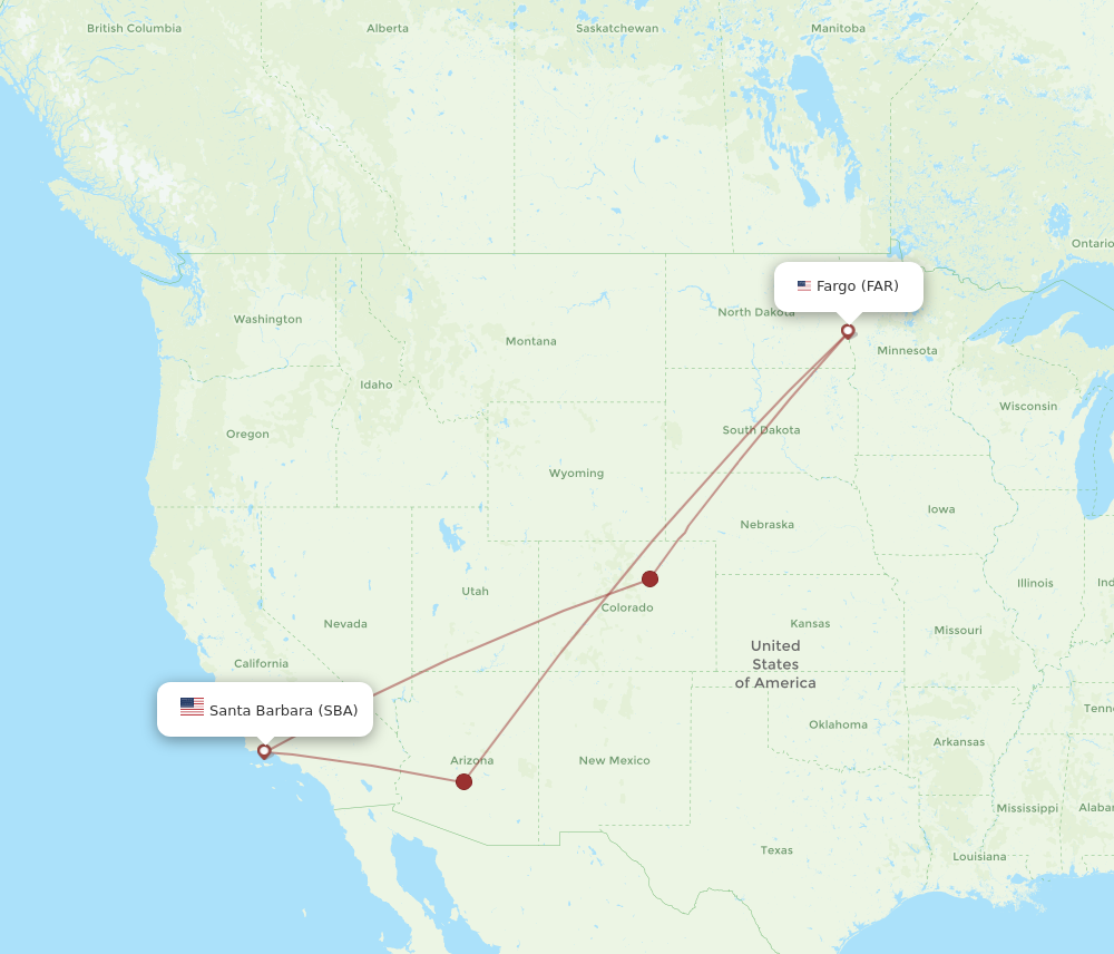 Flights from Fargo to Santa Barbara FAR to SBA Flight Routes