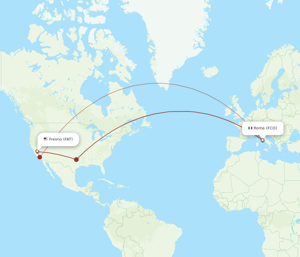 Flights from Fresno to Rome, FAT to FCO - Flight Routes