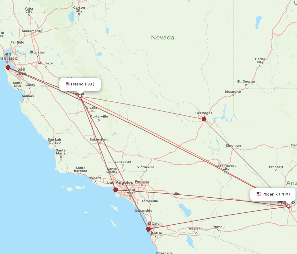 Flights from Fresno to Phoenix FAT to PHX Flight Routes