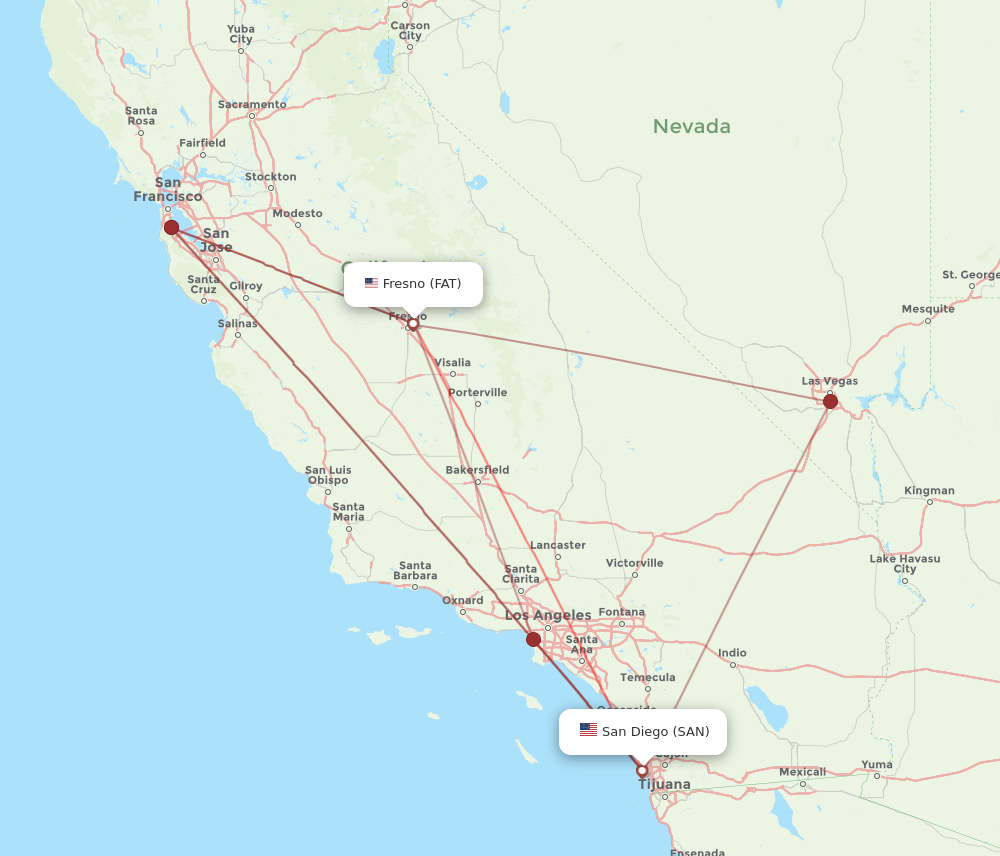 Flights from Fresno to San Diego FAT to SAN Flight Routes