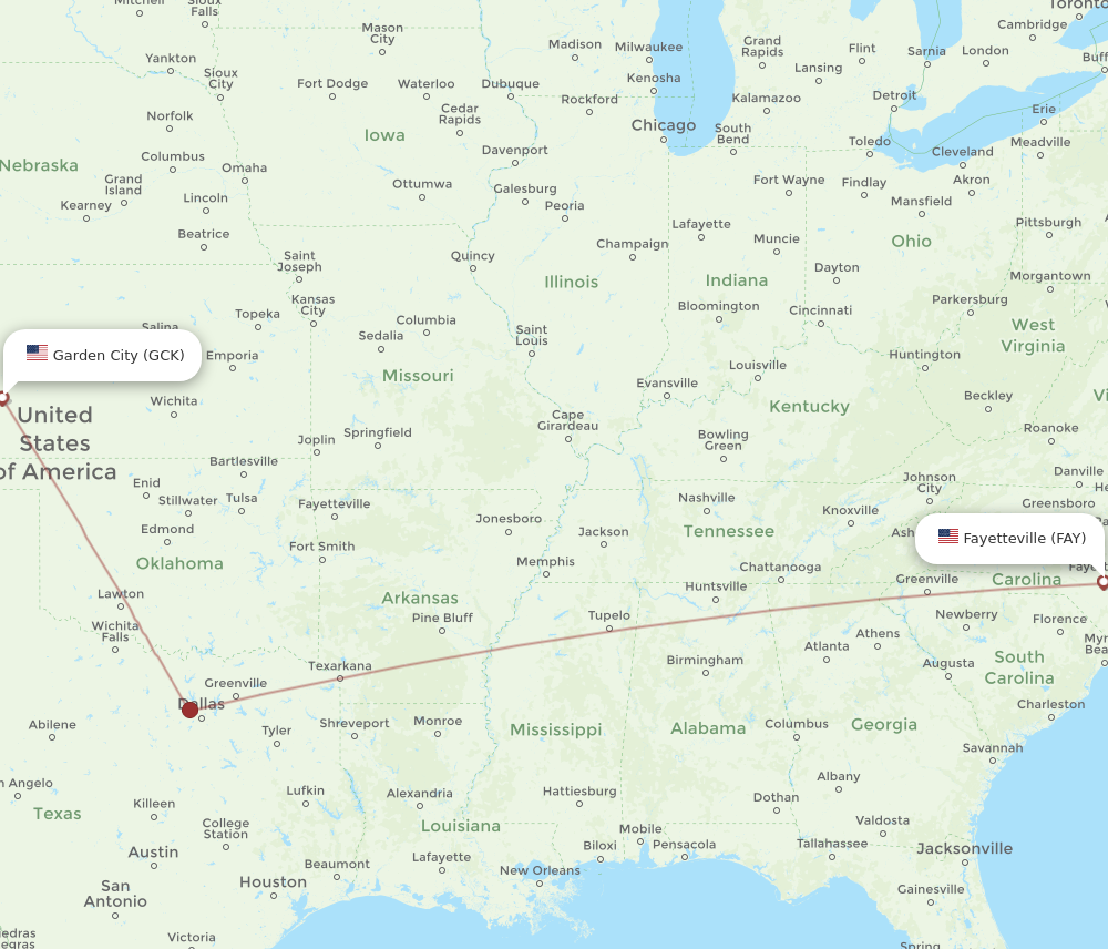 All Flight Routes From Fayetteville To Garden City FAY To GCK Flight   FAY GCK 