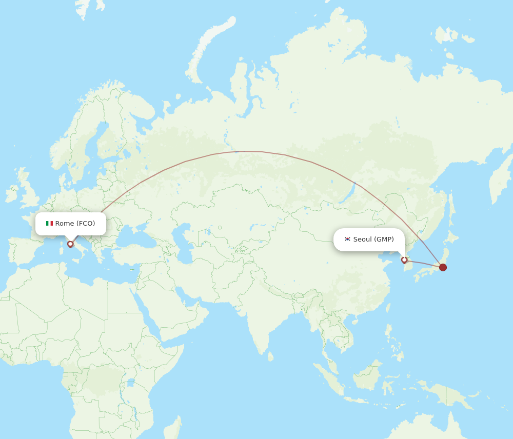 Flights from Rome to Seoul FCO to GMP Flight Routes