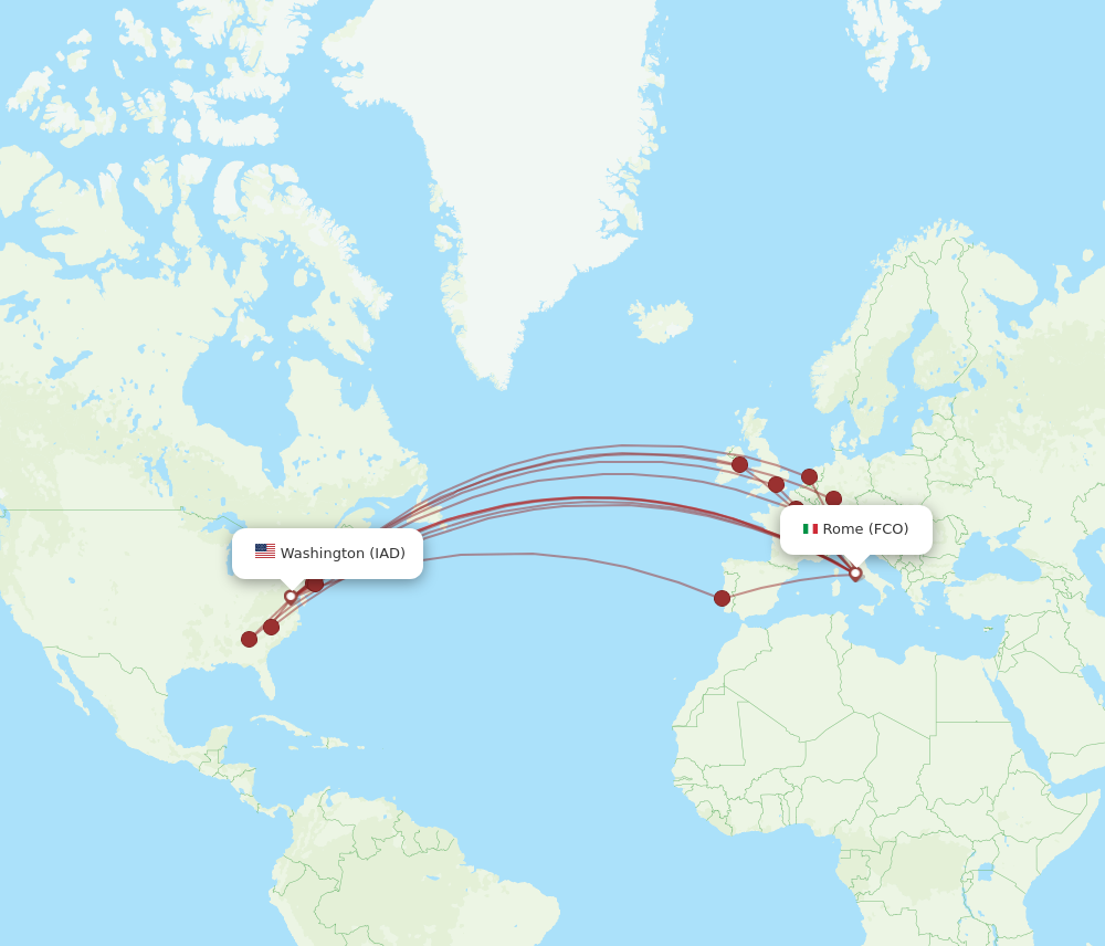 All Flight Routes From Rome To Dulles Fco To Iad Flight Routes 5105