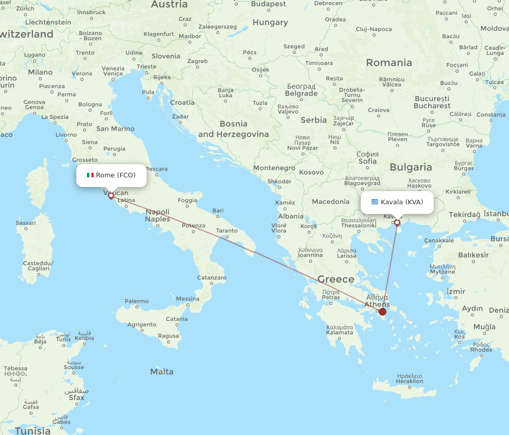 Flights from Rome to Kavala FCO to KVA Flight Routes