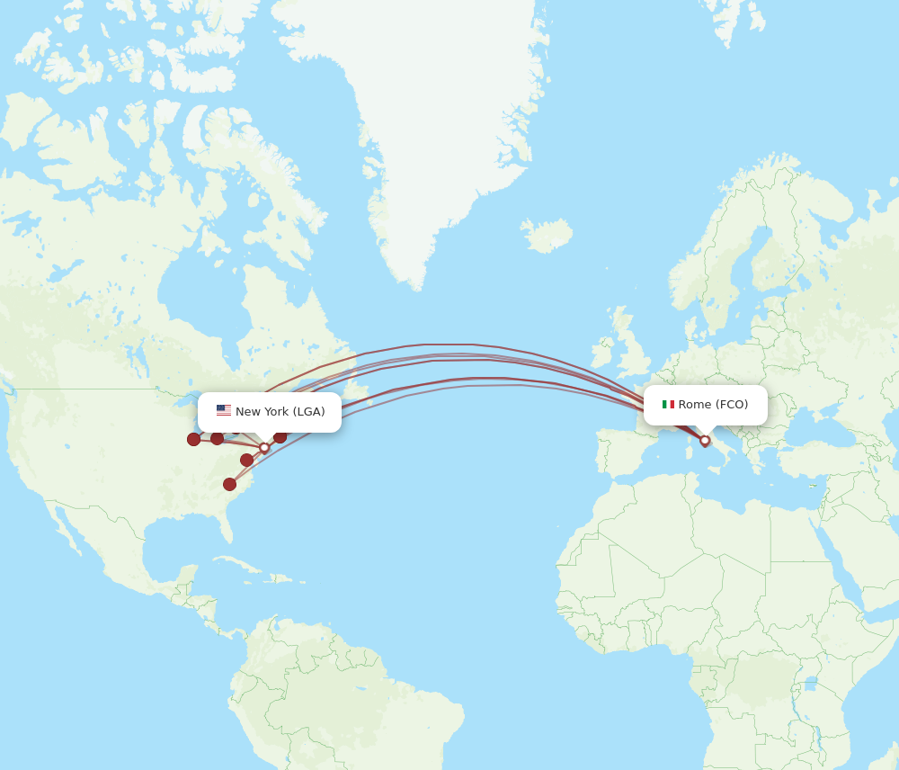 Flights from Rome to New York FCO to LGA Flight Routes