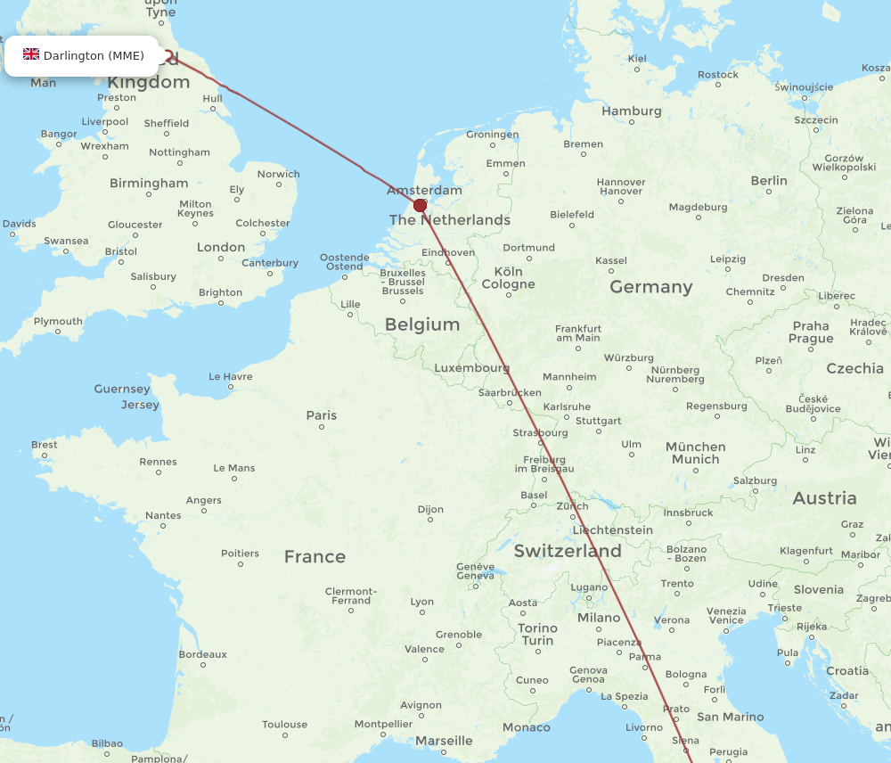 Flights from Rome to Durham Tees Valley FCO to MME Flight Routes