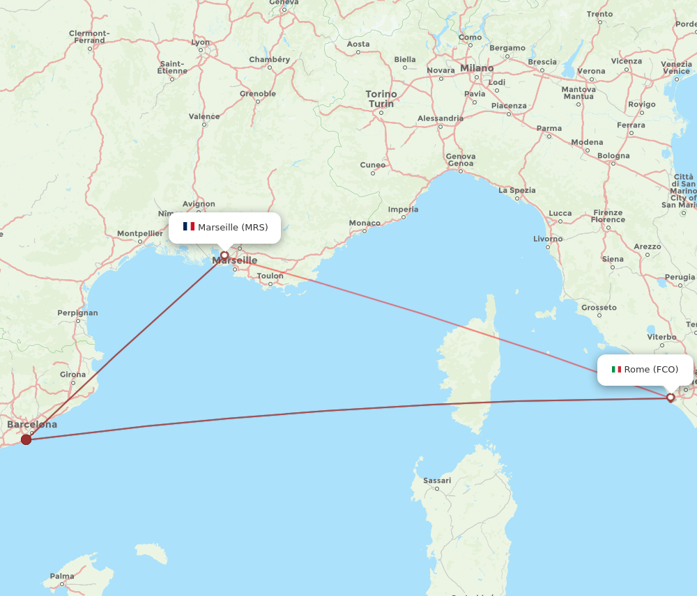 Flights from Rome to Marseille FCO to MRS Flight Routes