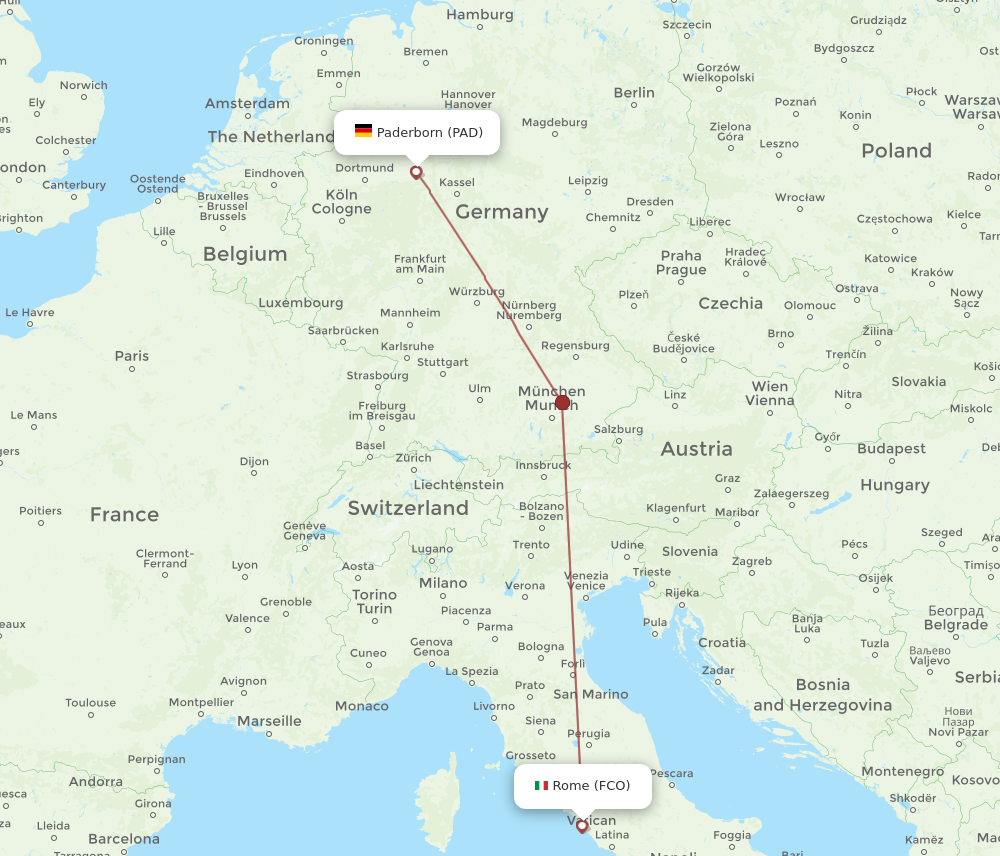 Flights from Rome to Paderborn FCO to PAD Flight Routes