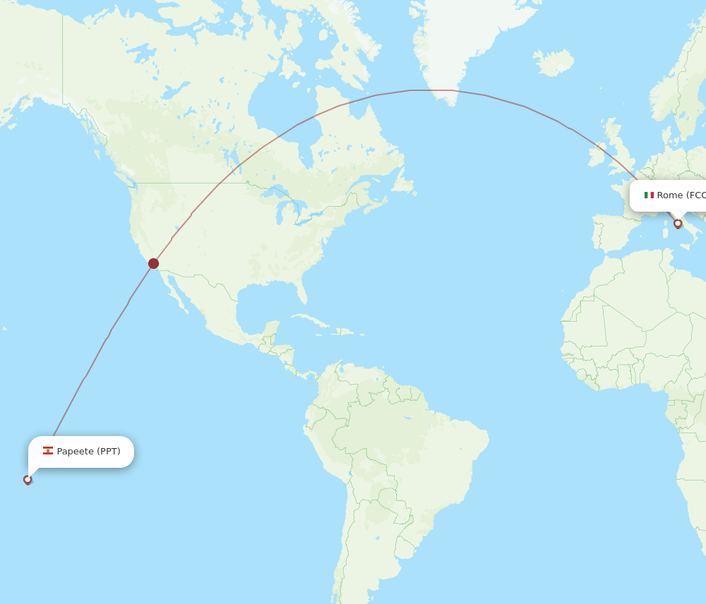 Flights from Rome to Papeete FCO to PPT Flight Routes