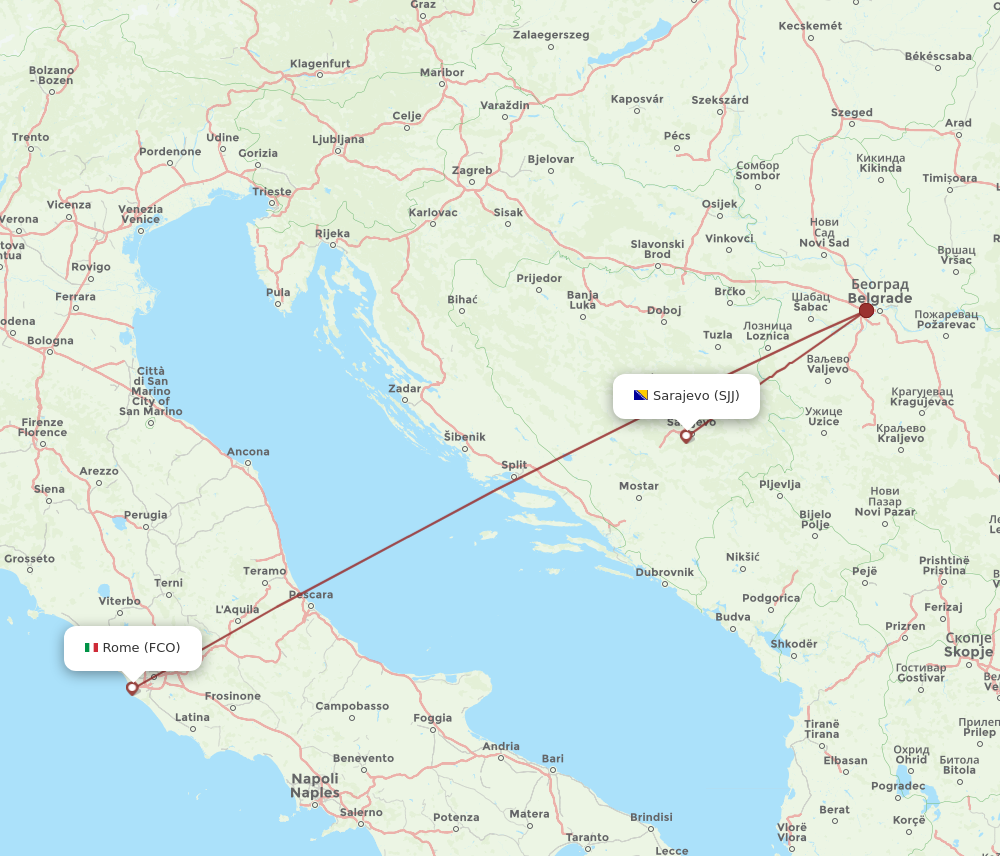 Flights from Rome to Sarajevo FCO to SJJ Flight Routes