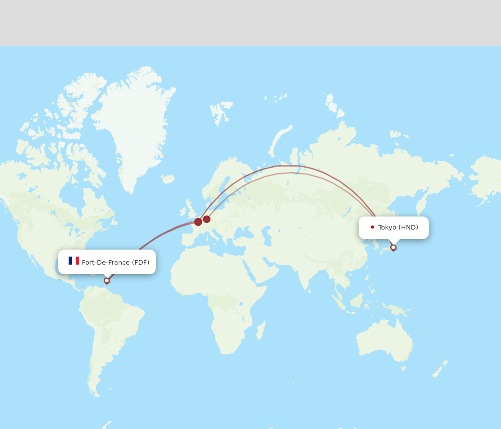 Flights from Fort De France to Tokyo FDF to HND Flight Routes