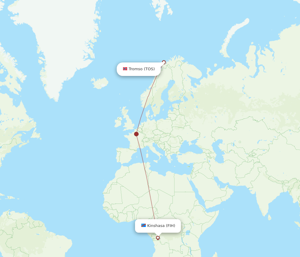 Flights From Tromso To Kinshasa Tos To Fih Flight Routes 7262