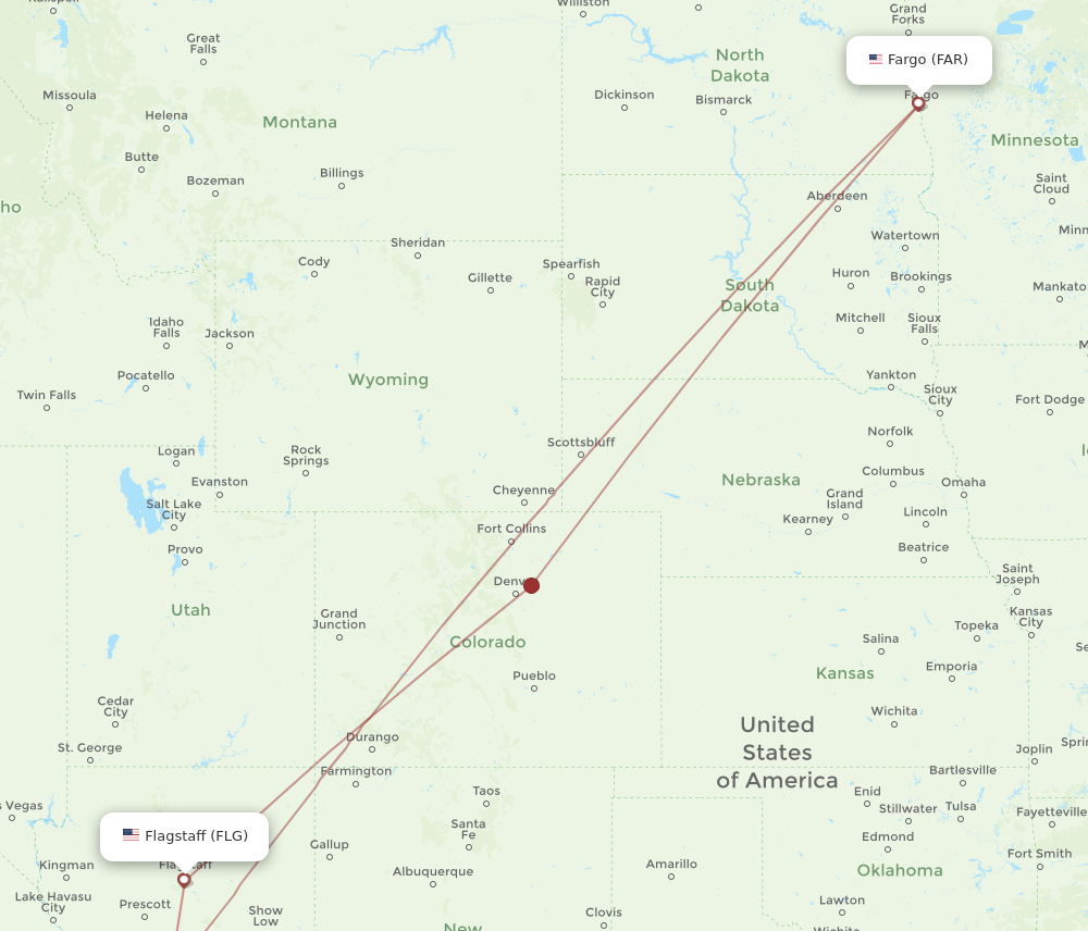 Flights from Flagstaff to Fargo, FLG to FAR Flight Routes