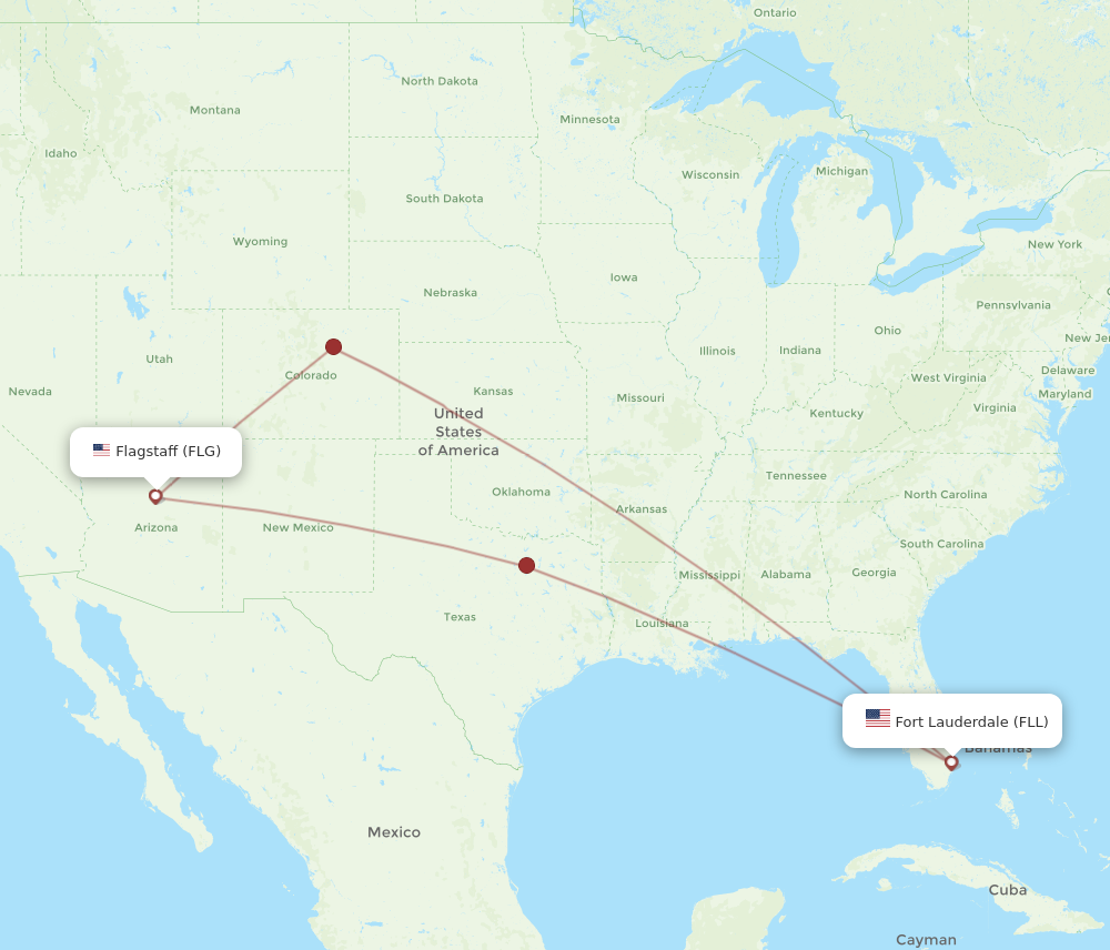 Flights from Flagstaff to Fort Lauderdale FLG to FLL Flight Routes