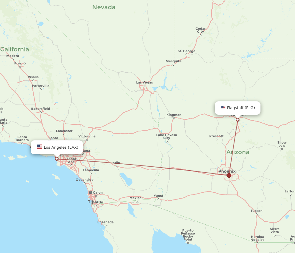 Flights from Flagstaff to Los Angeles FLG to LAX Flight Routes