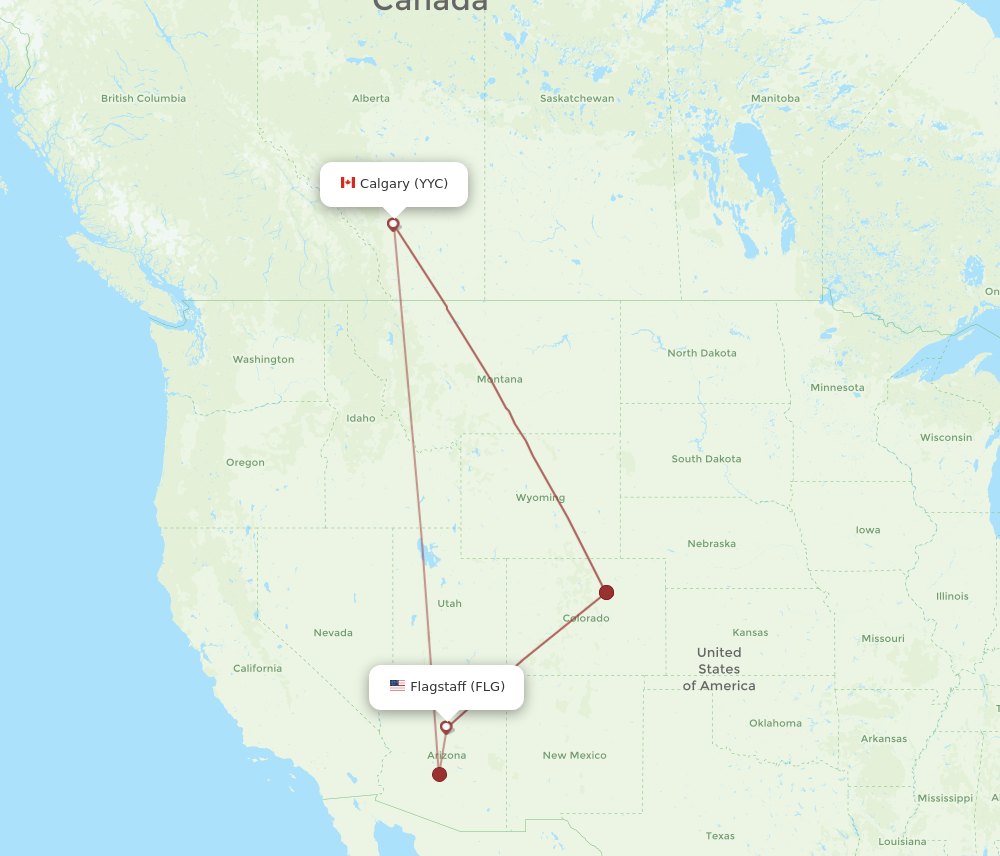 Flights from Flagstaff to Calgary FLG to YYC Flight Routes